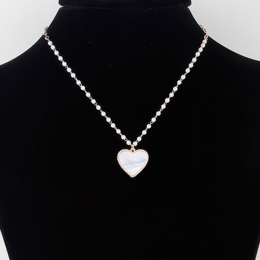 Pearled Marble Heart Necklace 26$
